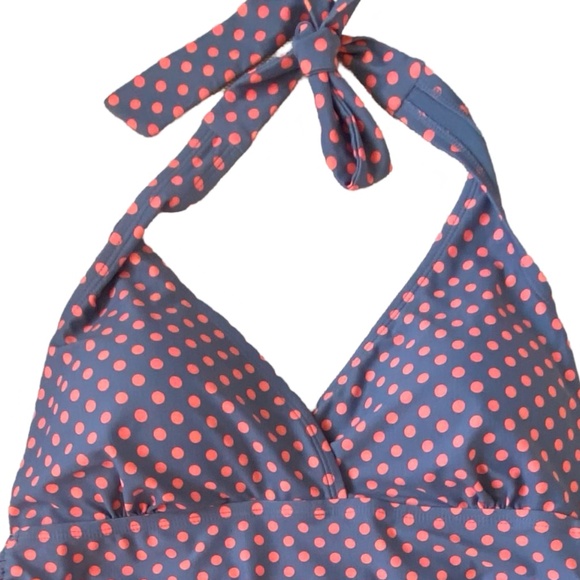 Beach Bump Maternity Grey/Coral Polka Dot Padded Bra High Rise Beach Swimsuit-Lg - Picture 3 of 15